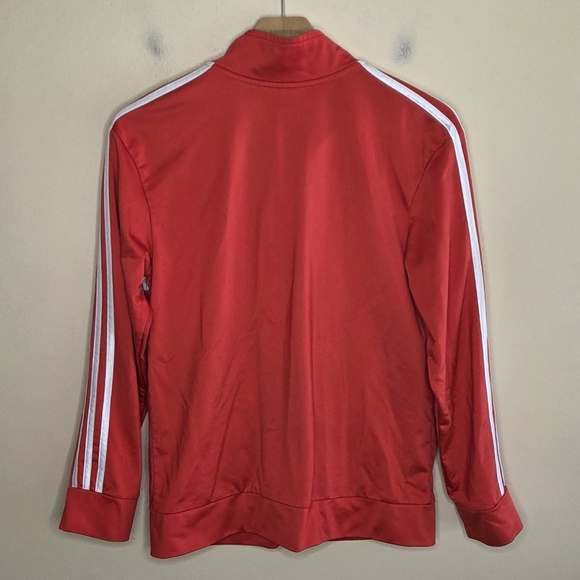 Adidas | Boys Red White Colorblock Stripe Tracksuit Jacket Size Large 14/16 - Picture 4 of 4